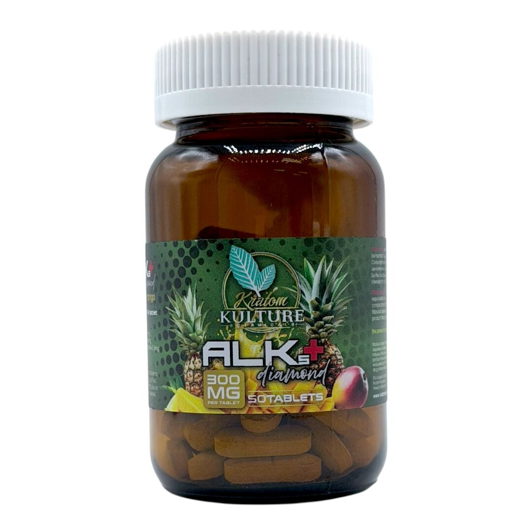 Kratom Kulture Alks+ Diamond Pineapple Mango 300mg Tablets | Image 4 | Kratom Kulture Alks+ Diamond Pineapple Mango 300mg Tablets
