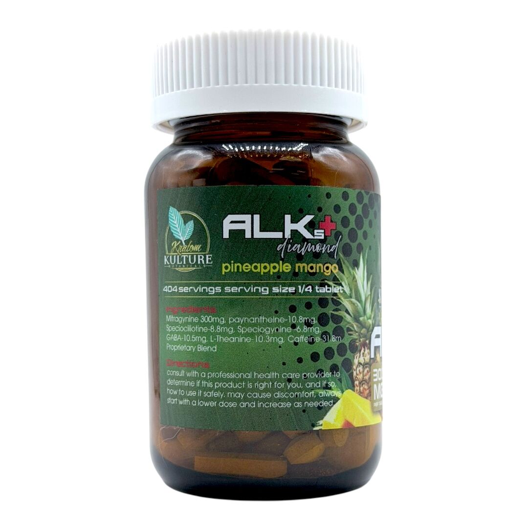 Kratom Kulture Alks+ Diamond Pineapple Mango 300mg Tablets | Image 6 | Kratom Kulture Alks+ Diamond Pineapple Mango 300mg Tablets