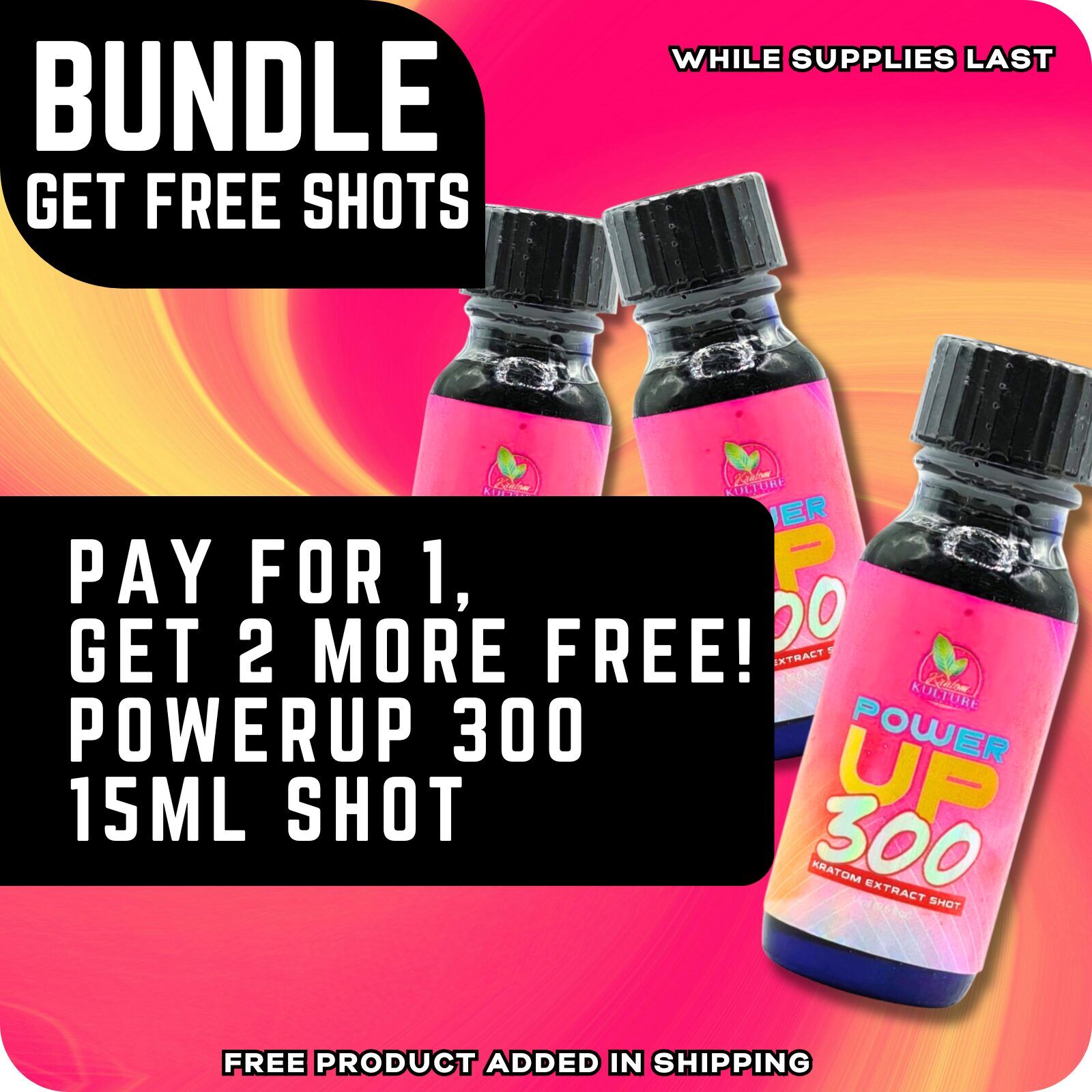 Kratom Kulture Kratom Extract Shot Power UP 300mg 15mL (3 For 1) | Image 1 | Kratom Kulture Kratom Extract Shot Power UP 300mg 15mL (3 For 1)