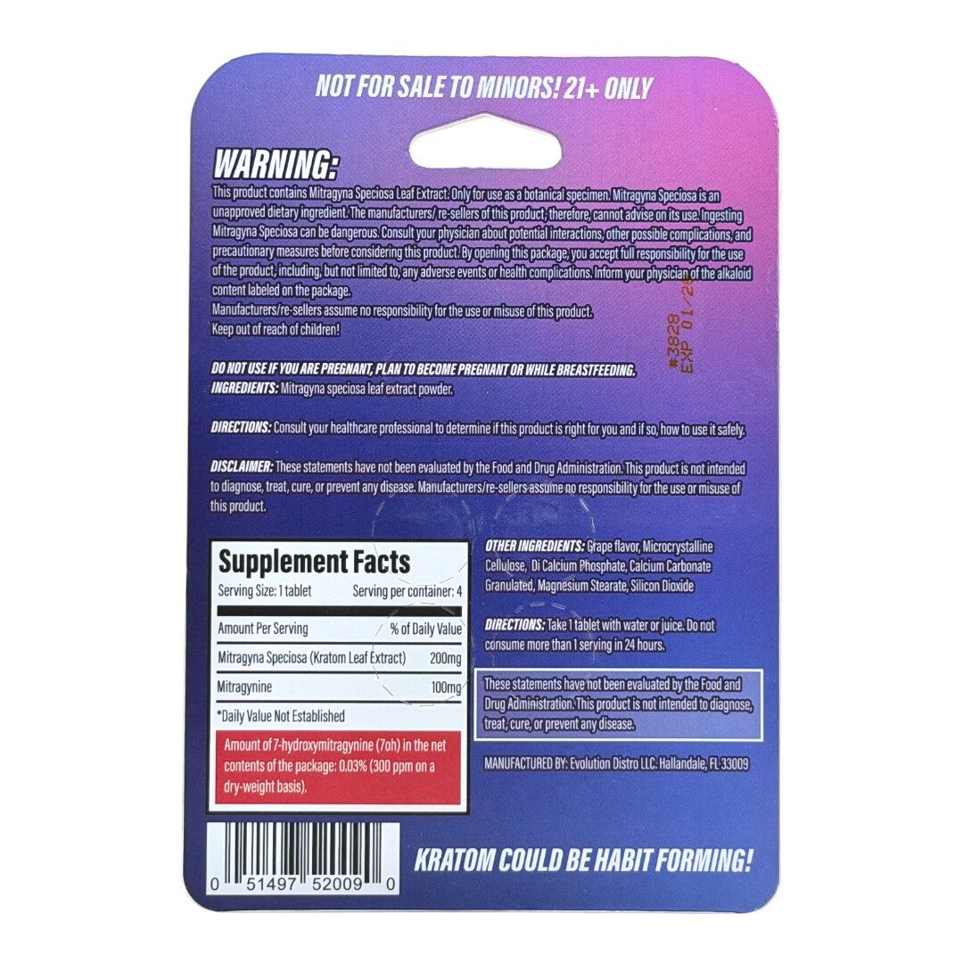 KShot Tabs Flavored Kratom Tablets 200mg x 4ct | Image 3 | KShot Tabs Flavored Kratom Tablets 200mg x 4ct