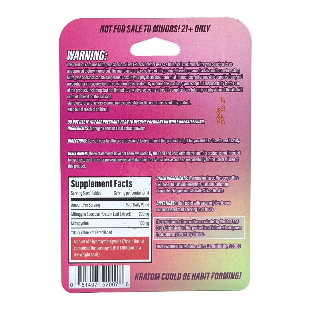 KShot Tabs Flavored Kratom Tablets 200mg x 4ct | Image 7 | KShot Tabs Flavored Kratom Tablets 200mg x 4ct