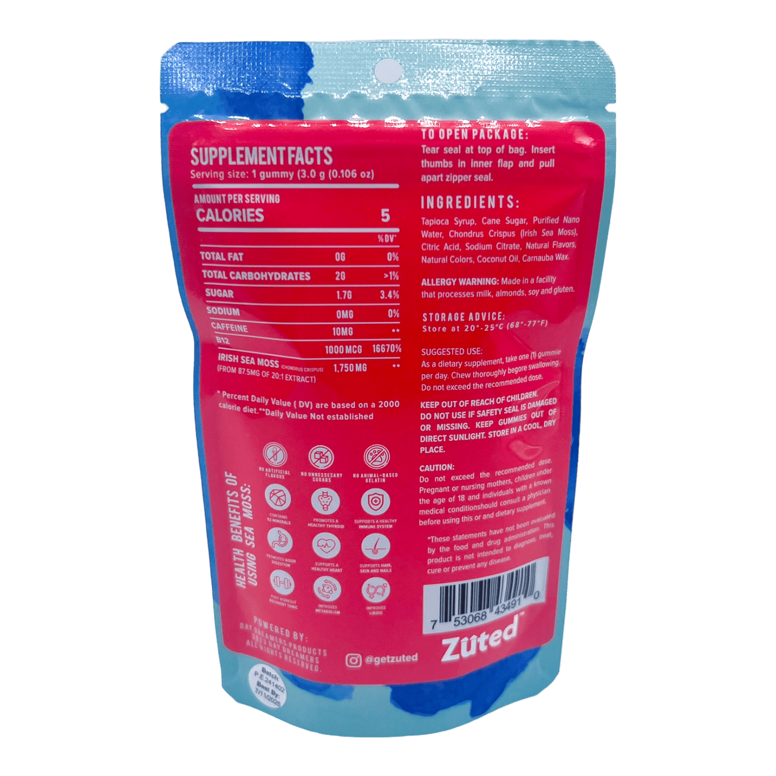 Zuted Pomegranate Sea Moss Energy Gummies | Image 2 | Zuted Pomegranate Sea Moss Energy Gummies