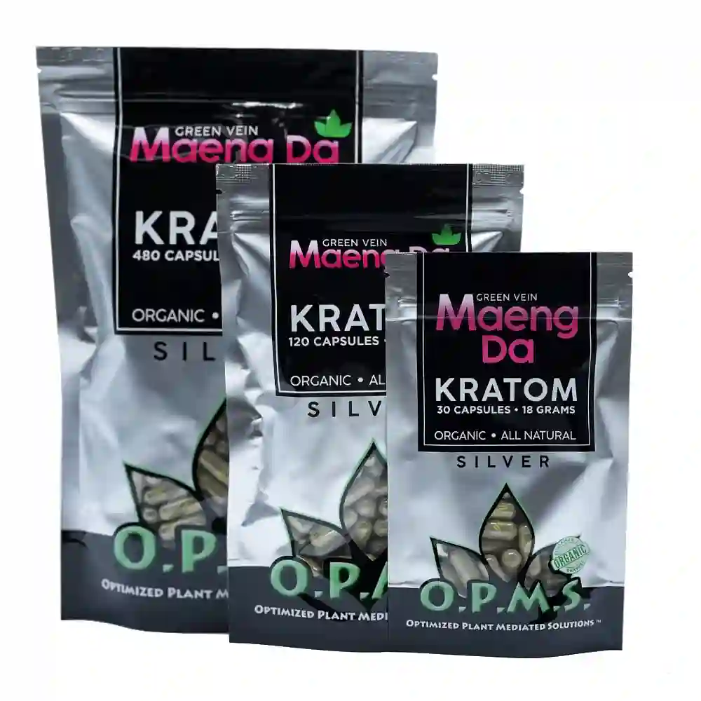 OPMS Silver Maeng Da Kratom Capsules | Image 1 | OPMS Silver Maeng Da Kratom Capsules