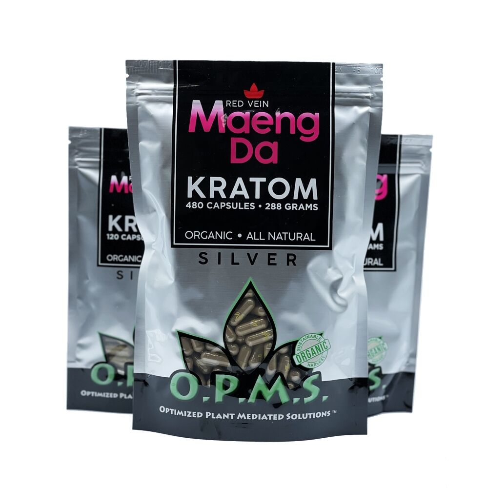 OPMS Silver Red Vein Maeng Da Capsules | Image 1 | OPMS Silver Red Vein Maeng Da Capsules