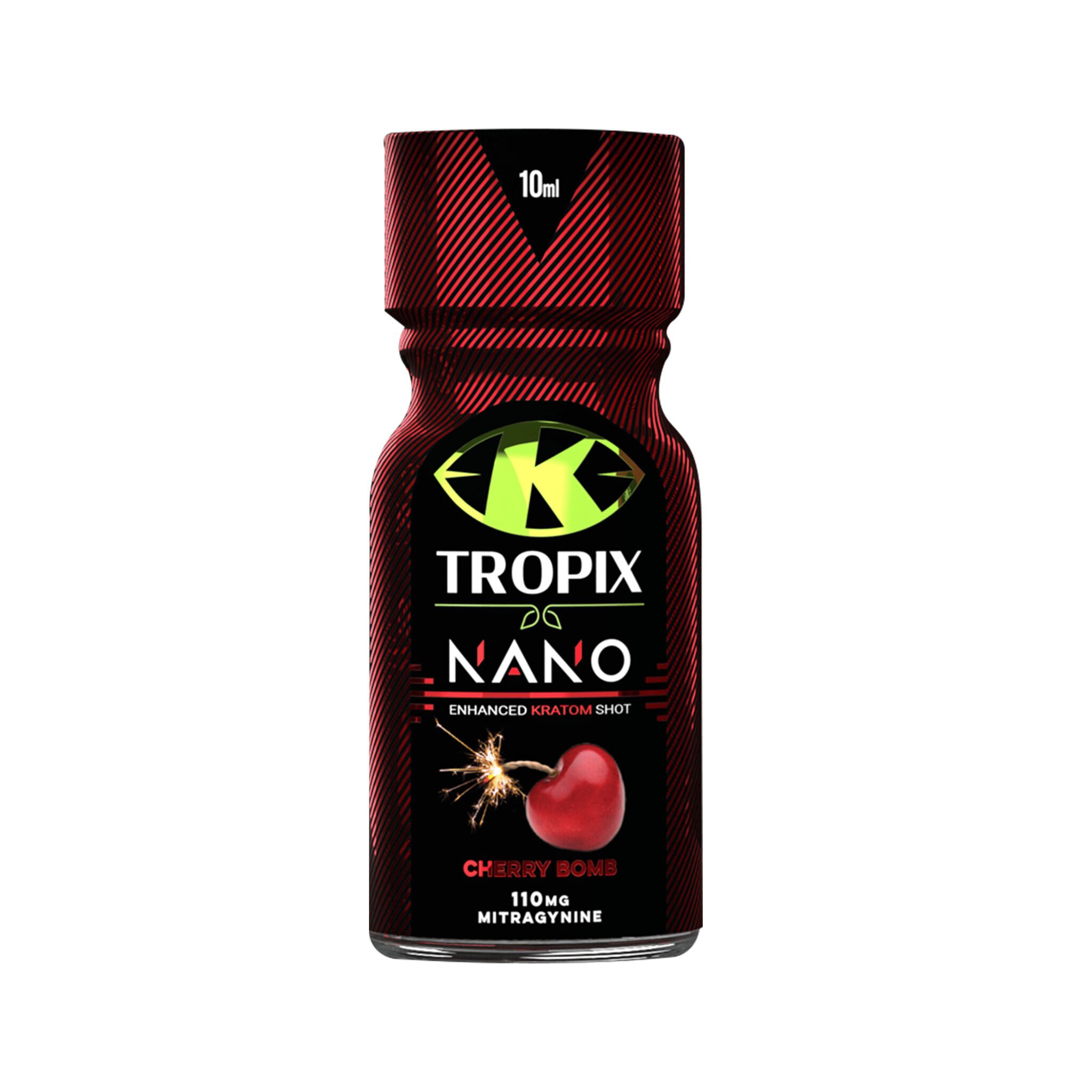 K-Tropix Cherry Bomb Nano Kratom Shot, 110mg, 10mL | Image 1 | K-Tropix Cherry Bomb Nano Kratom Shot, 110mg, 10mL