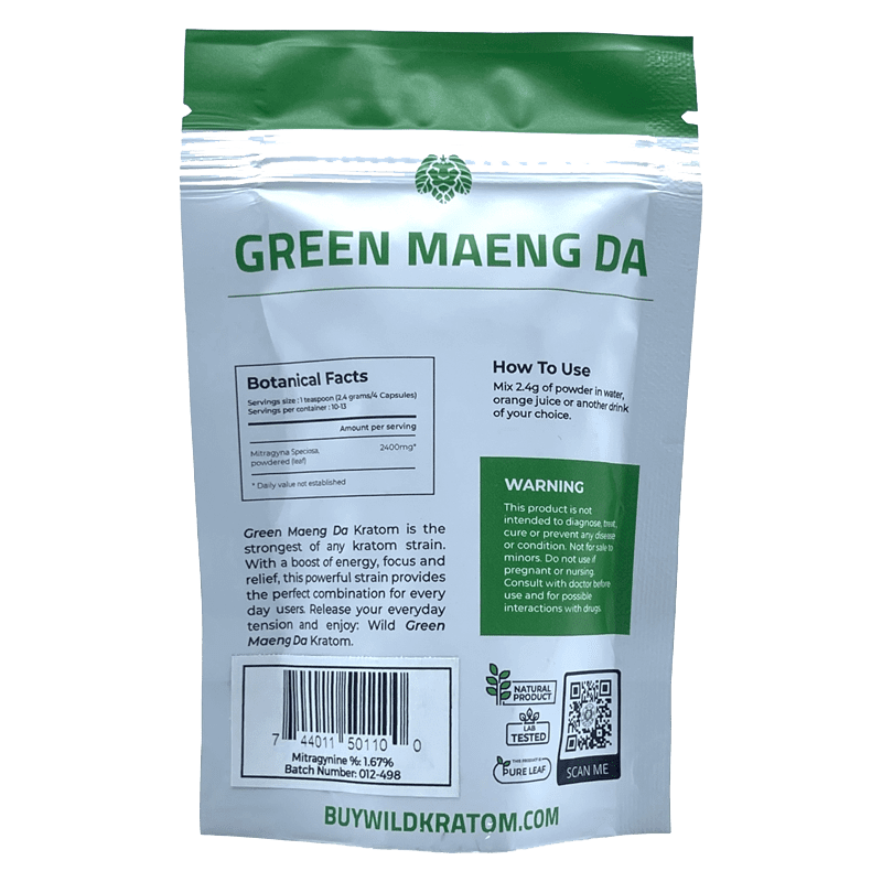 Wild Kratom Green Maeng Da Kratom Capsules | Image 3 | Wild Kratom Green Maeng Da Kratom Capsules