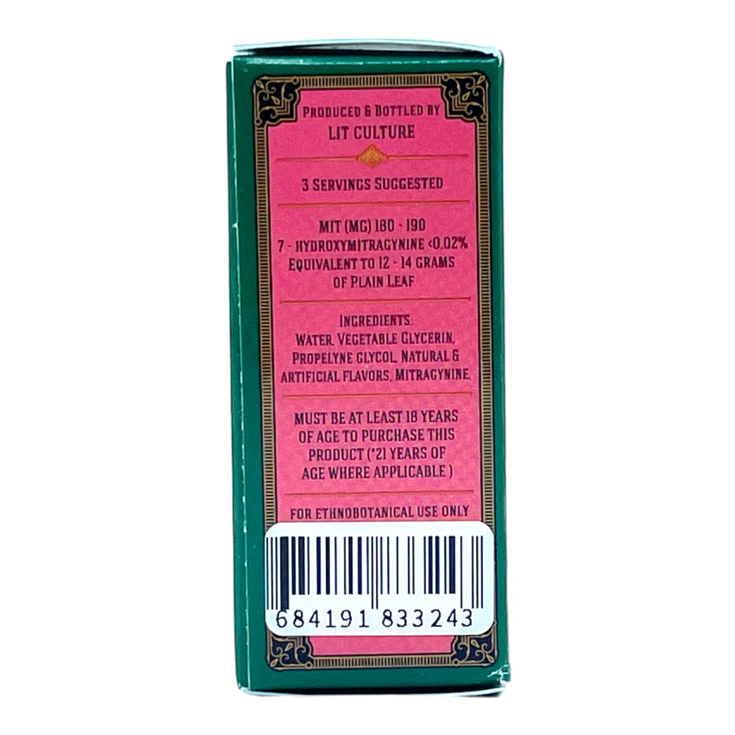 Lit Culture Watermelon Kratom Shot, 190mg, 15mL | Image 4 | Lit Culture Watermelon Kratom Shot, 190mg, 15mL