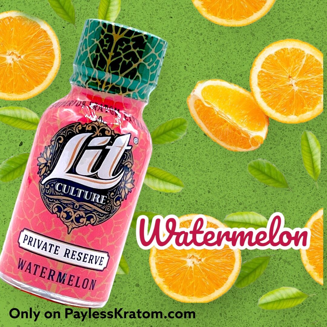 Lit Culture Watermelon Kratom Shot, 190mg, 15mL | Image 1 | Lit Culture Watermelon Kratom Shot, 190mg, 15mL