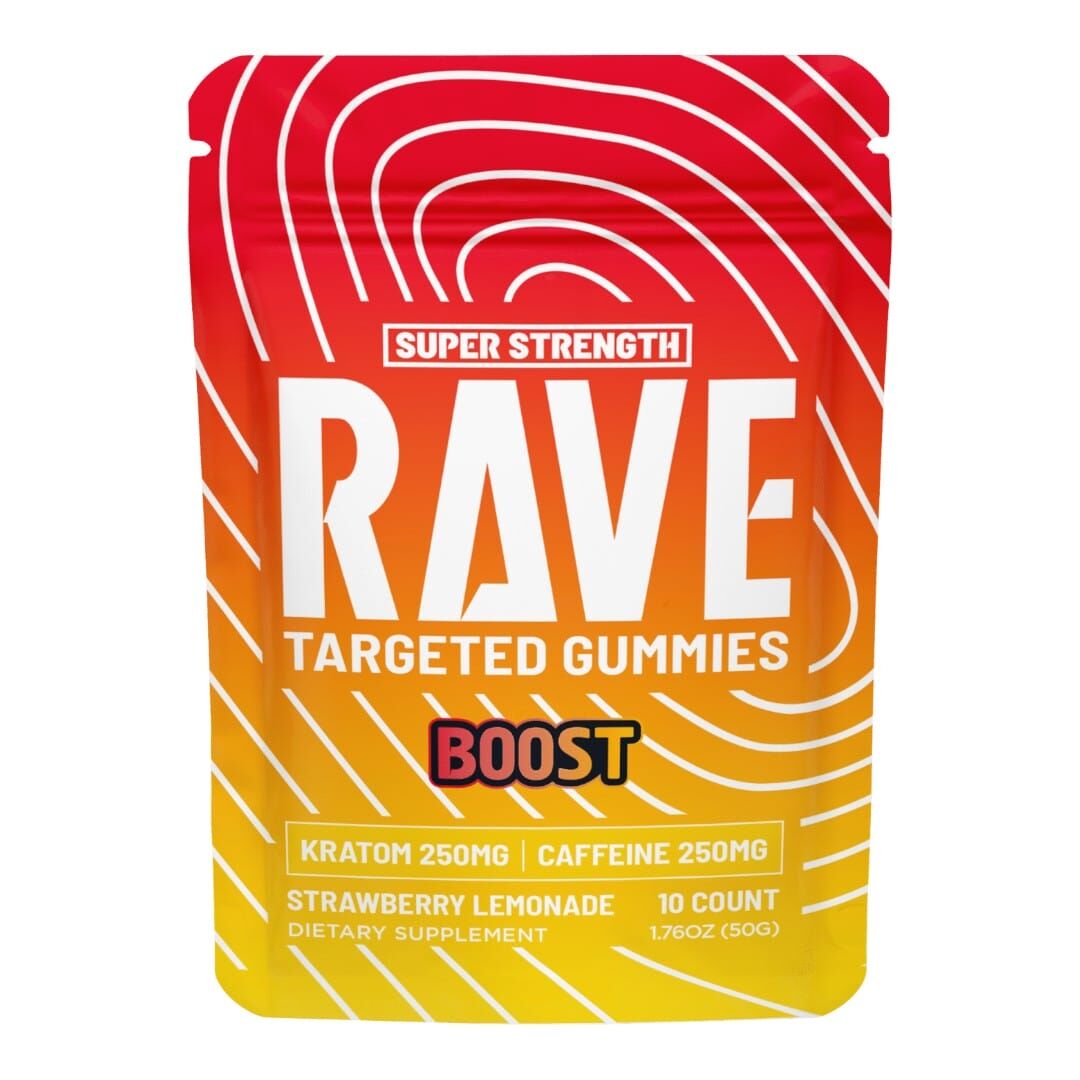Rave Kratom Caffeine Strawberry Lemonade Gummies | Image 1 | Rave Kratom Caffeine Strawberry Lemonade Gummies