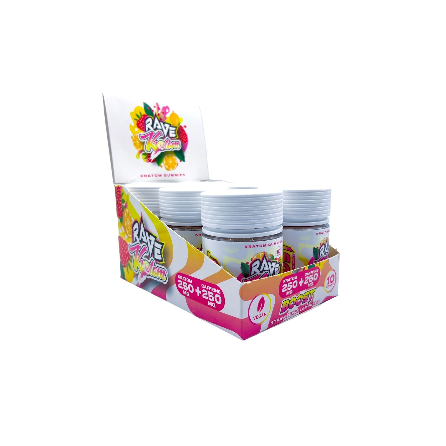 Rave Kratom Caffeine Strawberry Lemonade Gummies | Image 2 | Rave Kratom Caffeine Strawberry Lemonade Gummies