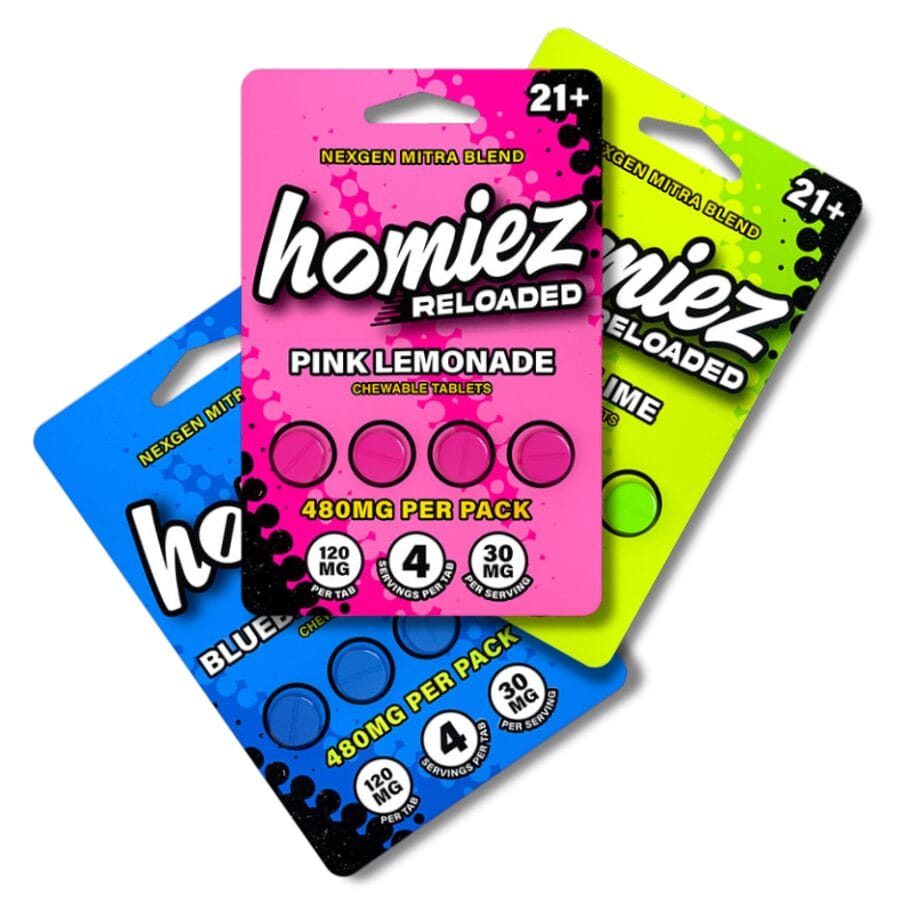 Homiez Reloaded Nexgen Flavored Kratom Tablets 120mg x 4ct | Image 1 | Homiez Reloaded Nexgen Flavored Kratom Tablets 120mg x 4ct