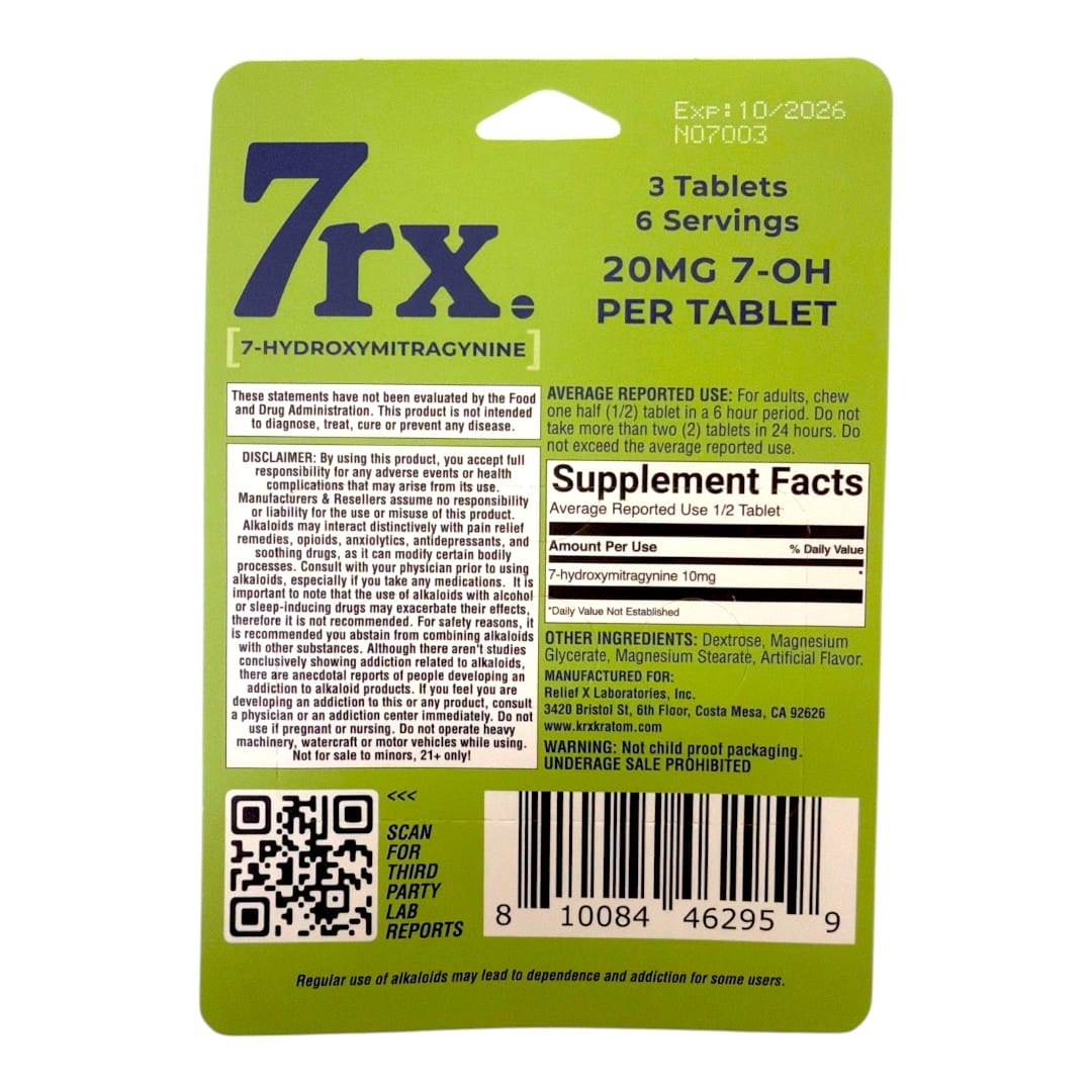 7rx 7-OH Tablets, 20mg x 3ct | Image 2 | 7rx 7-OH Tablets, 20mg x 3ct