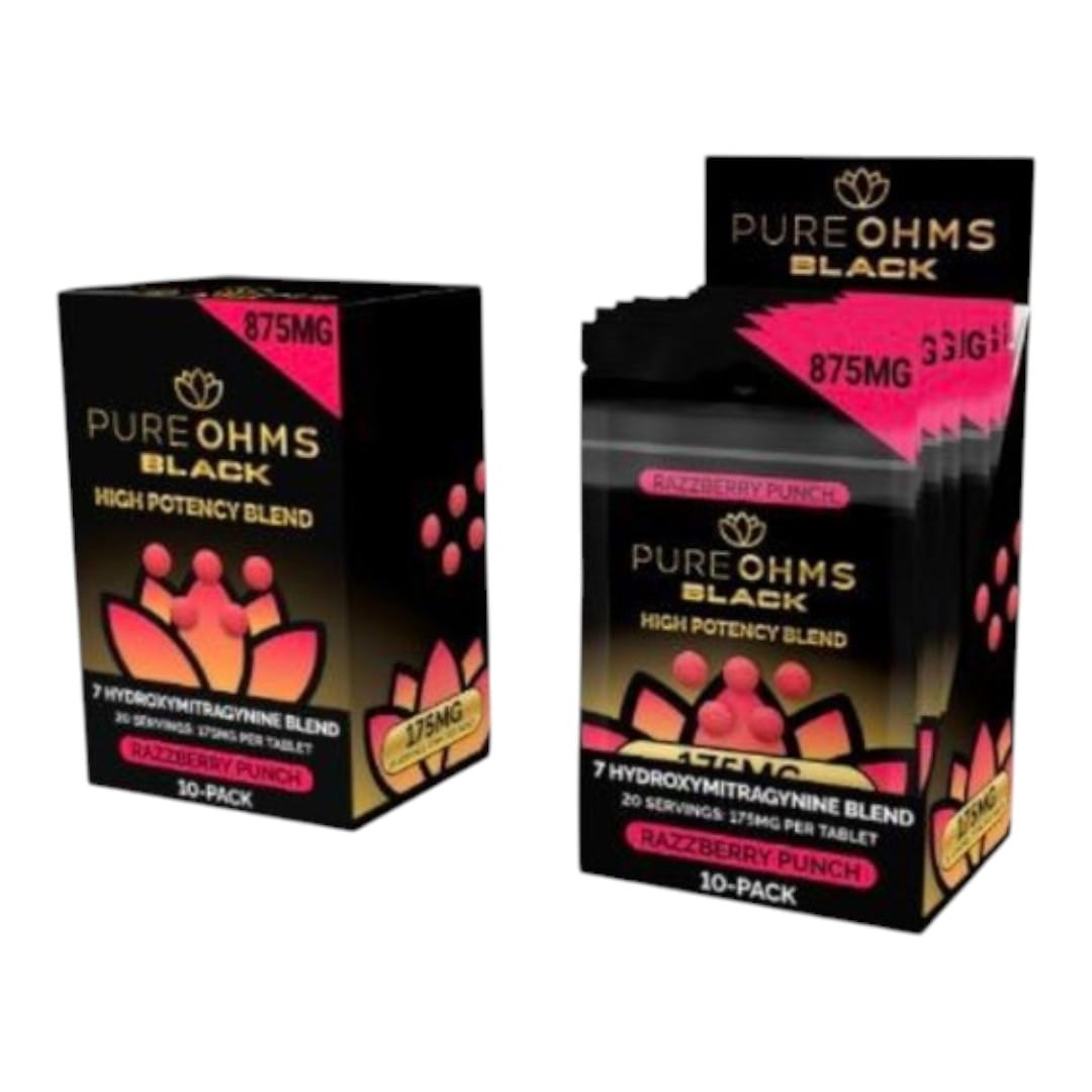 PURE OHMS Black 7-OH Flavored Tablets 175mg x 5ct | Image 2 | PURE OHMS Black 7-OH Flavored Tablets 175mg x 5ct